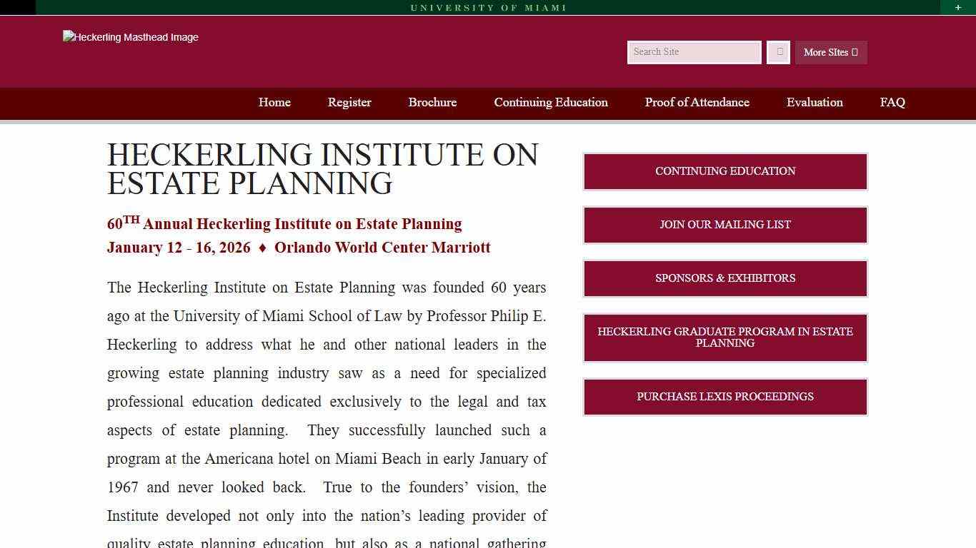 Heckerling Institute on Estate Planning | University of Miami School of Law