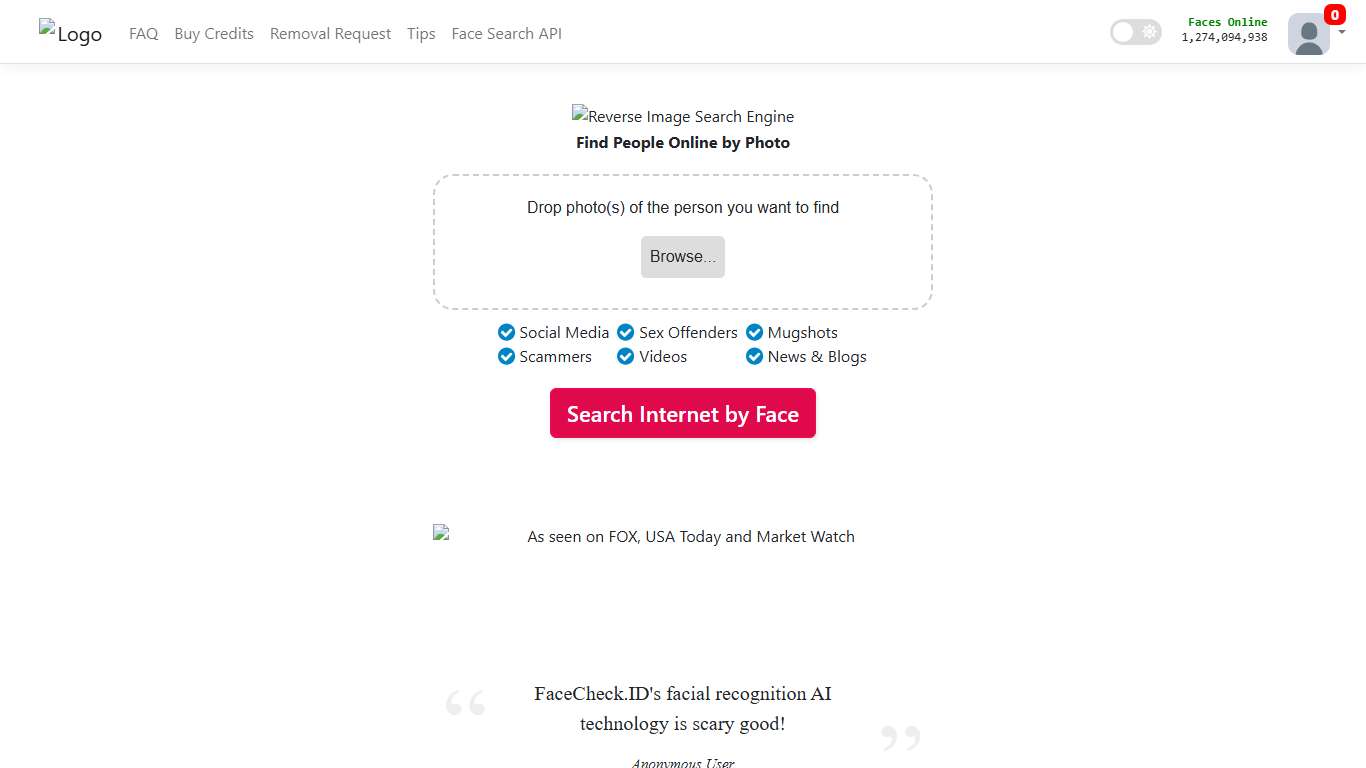 FaceCheck - Reverse Image Search - Face Recognition Search Engine
